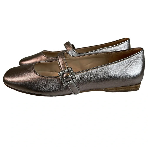 Anthropologie Silent D Mary Jane Ballet Flats Metallic Size 38 - Picture 10 of 10